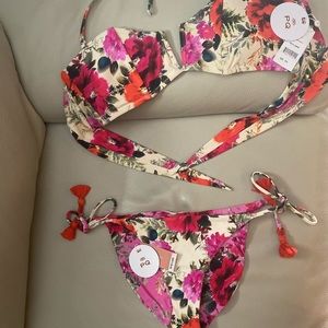 PQ Swim Desert Rose Bikini Both Pieces Included Size D and L